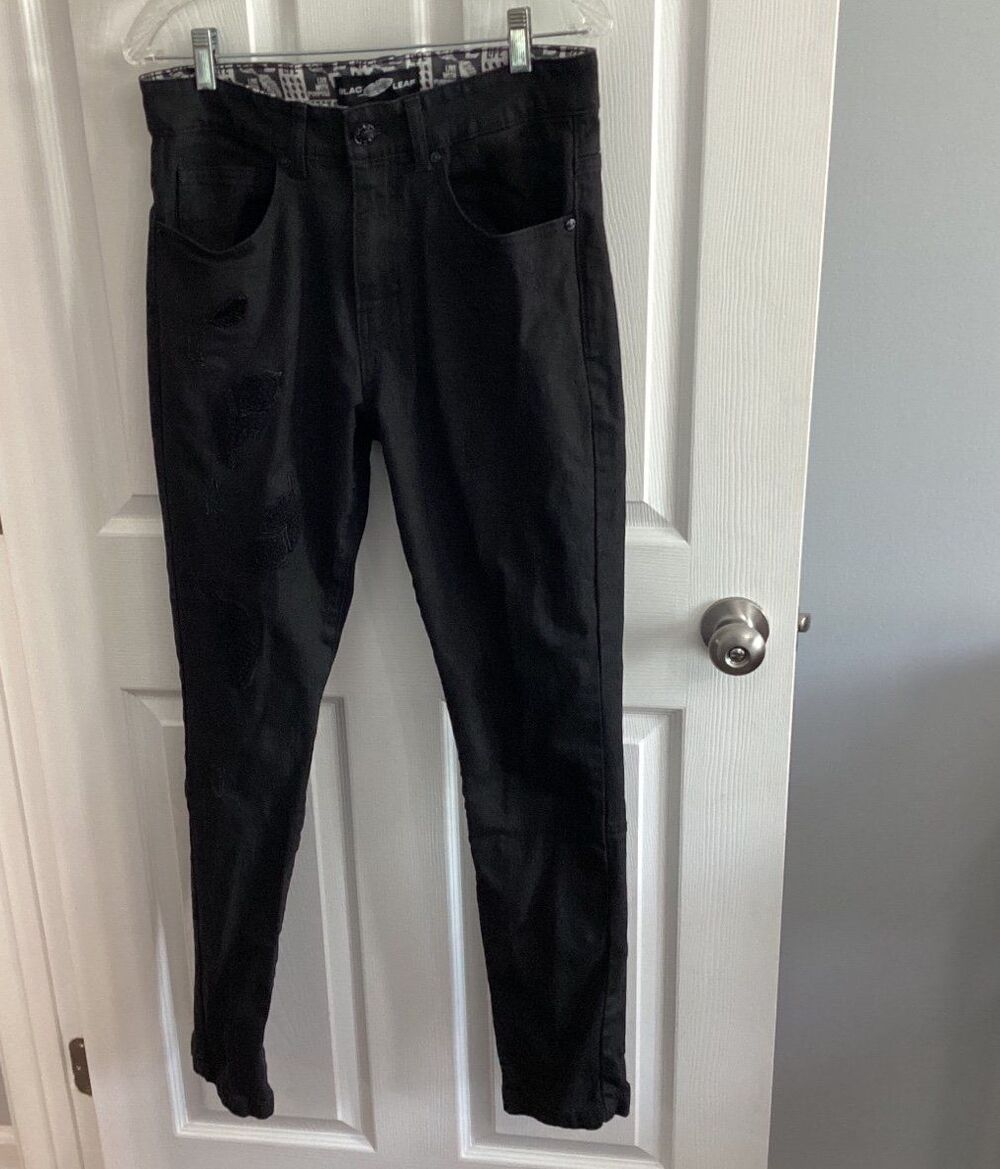 Blac Leaf Back To Black Denim Embroidered Jeans Size 34/32